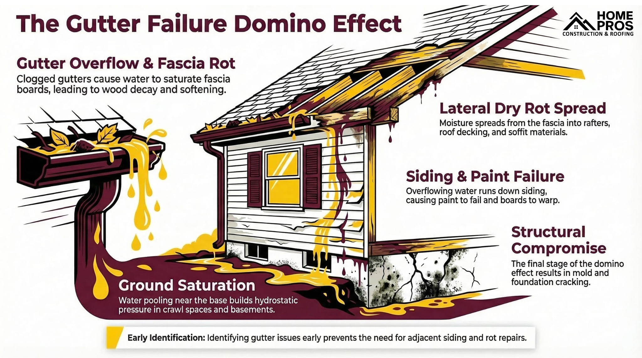 The domino effect of gutter failure.