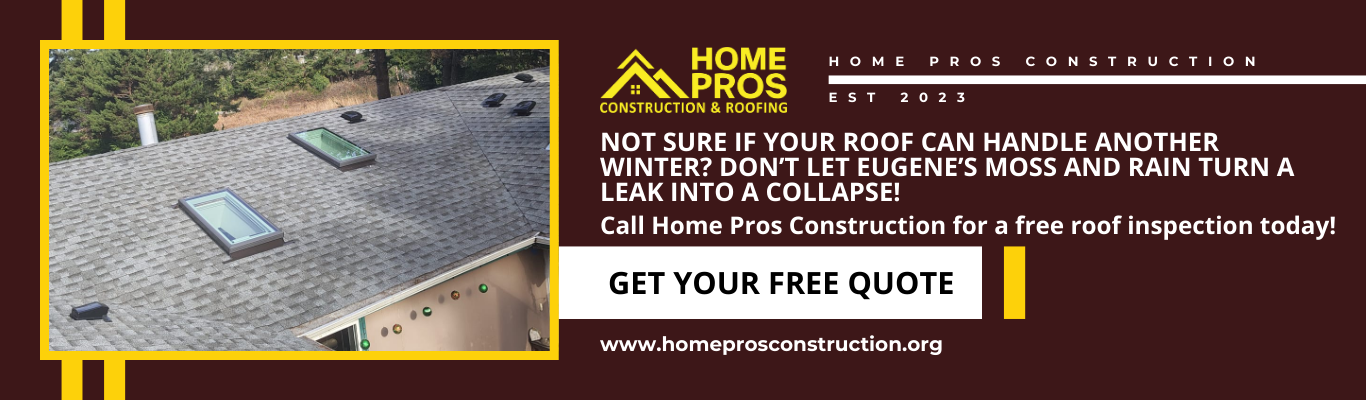 Free estimate banner on how long does a roof last in Oregon, addressing rain and moss concerns