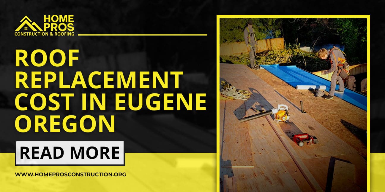 Roof replacement cost in Eugene Oregon: A construction worker is installing a blue roof on a wooden house.