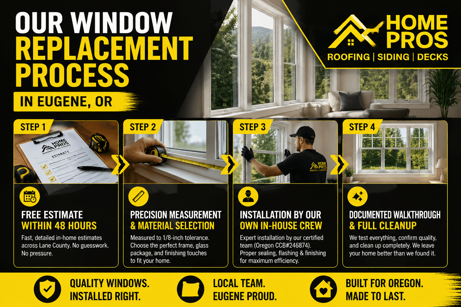 An infographic image showing the step by step  process of roof replacement.